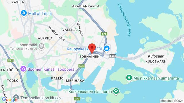 Map of the area around Virta, Sörnäisten rantatie 22, FI-00540 Helsinki, Suomi,Helsinki, Helsinki, ES, FI