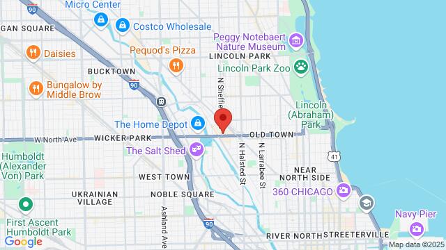 Map of the area around Urbanity Dance Chicago, 1611 N Sheffield Ave, Chicago, IL, 60614, United States