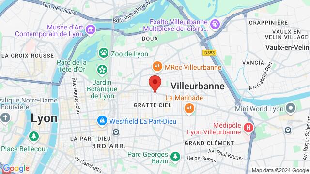 Map of the area around 124, cours Émile Zola,Villeurbanne, Villeurbanne, RH, FR