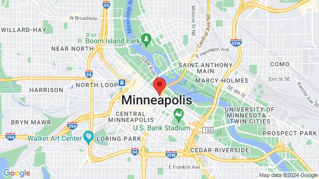 Map of the area around 296 Washington Avenue South, Minneapolis, MN 55401, United States
