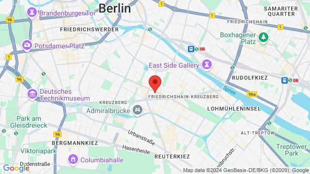 Map of the area around Oranienstraße 186, 10999 Berlin, Deutschland,Berlin, Germany, Berlin, BE, DE