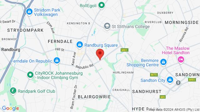 Map of the area around 12 Republic Rd, Bordeaux, 2194, South Africa,Randburg, Randburg, GT, ZA