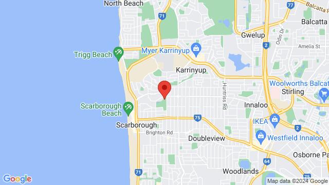 Map of the area around 75 Deanmore Rd, Scarborough WA 6019, Australia, Perth, WA, AU