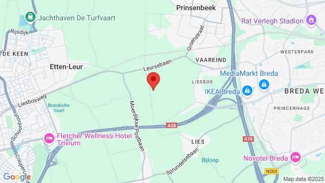 Map of the area around Partycentrum Liesbosch - Breda (NL)