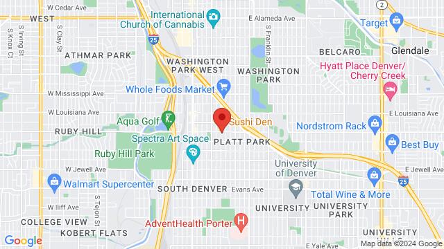 Map of the area around Que Bueno Suerte, 1518 S Pearl St, Denver, CO, 80210, US