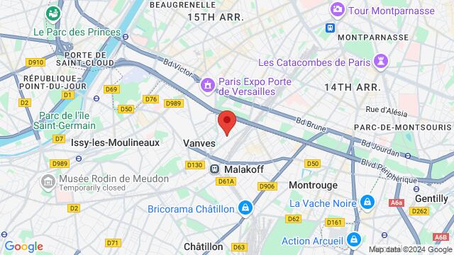 Map of the area around Bachataccro - Dance Studio Marceau, 20 Rue Marceau, 92170 Vanves, France