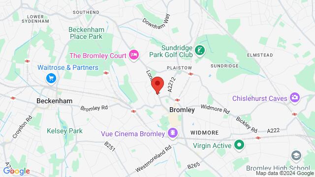 Kaart van de omgeving van Bromley United Services Club (Bromley North/South or Shortlands), 33 London Rd, Bromley, BR1 1DG, United Kingdom