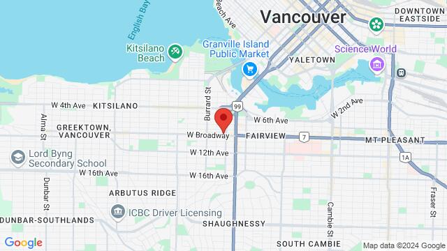 Map of the area around 1627 W Broadway, 1627 W Broadway, Vancouver, BC, V6J1W9, Canada