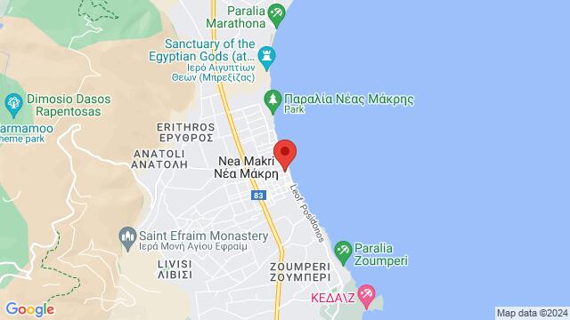 Map of the area around Marathon Beach, Marathonas,