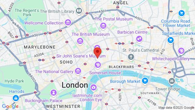 Map of the area around The Denning – 1st Floor, 1 Sheffield Street, 1st Floor Dening Cafe, London, WC2A 2AP, United Kingdom