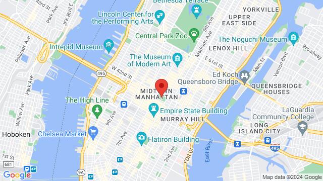 Map of the area around Bryant Park, Bryant Park, 42nd Street and Sixth Avenue, New York, NY, 10018, United States