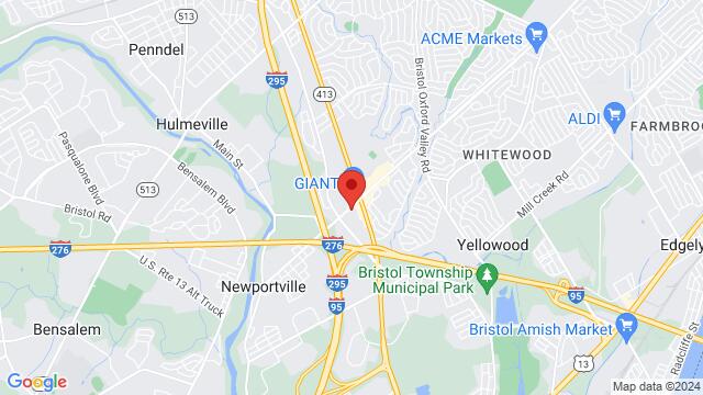 Map of the area around La Luna Dance Studio, 4010 New Falls Rd, Bristol, PA, 19007, United States