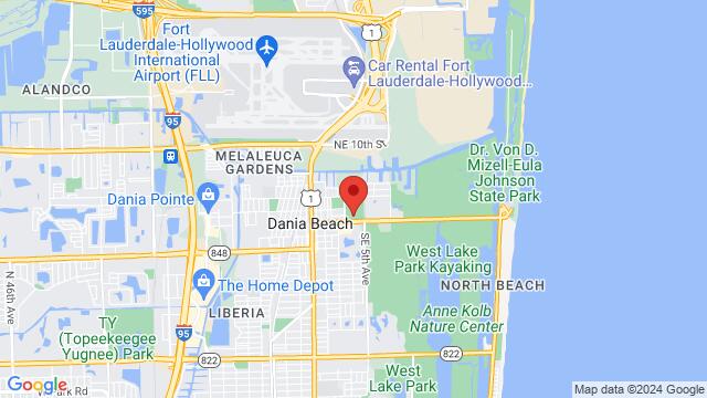 Map of the area around The Casino at Dania Beach, 301 E Dania Beach Blvd, Dania Beach, FL, 33004, United States