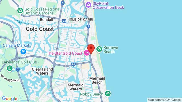 Map of the area around NUDE AMIGOS BROADBEACH, 2685 Gold Coast Hwy, Broadbeach QLD 4218, Australia