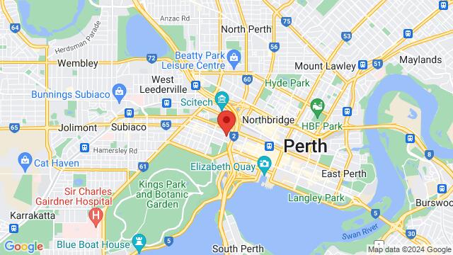Kaart van de omgeving van 581 Murray St, West Perth WA 6005, Australia,Perth, Western Australia, Perth, WA, AU