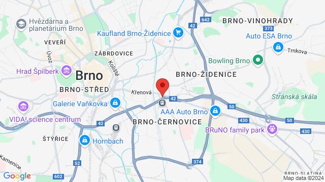 Karte der Umgebung von Olomoucká 1186/14, 618 00 Brno, Česko,Brno, Czech Republic, Brno, JM, CZ