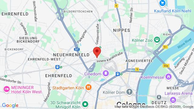 Map of the area around Hornstraße 85, 50823 Köln, Deutschland,Cologne, Germany, Cologne, NW, DE