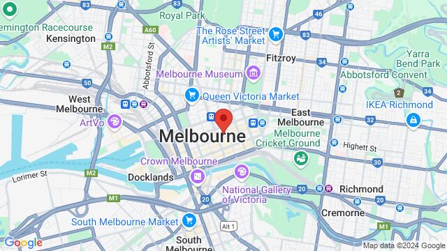 Mapa de la zona alrededor de Anthony Squires, Albion Aly, Melbourne VIC 3004, Australia,Melbourne, Victoria, Australia, Melbourne, VI, AU