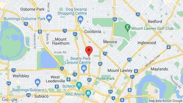 Map of the area around North Perth, Perth, WA, AU