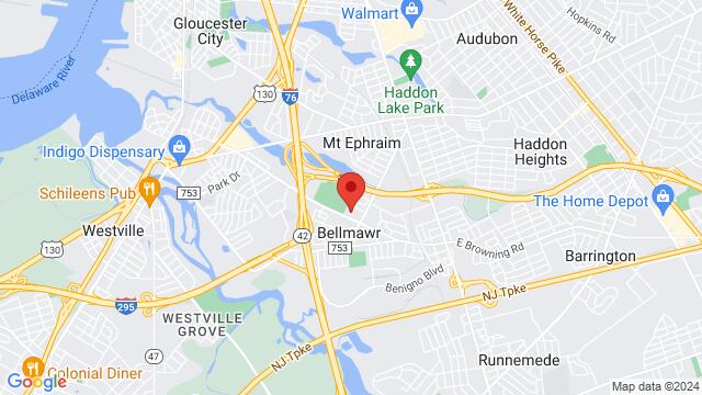Kaart van de omgeving van Stardust Ballroom in Bellmawr, 367 W Browning Rd, Bellmawr, NJ, 08031, United States