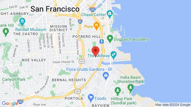 Map of the area around Danzhaus Dance Center, Connecticut Street, San Francisco, CA, USA