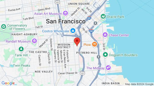 Map of the area around 2424 Mariposa Street, 94110, San Francisco, CA, US