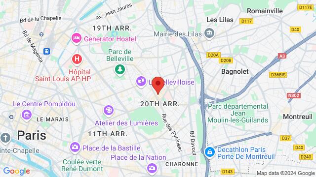 Map of the area around 64 Rue Orfila, Paris,