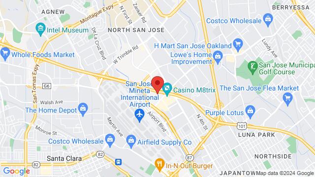 Map of the area around DoubleTree by Hilton Hotel San Jose, Gateway Place, San Jose, California, USA