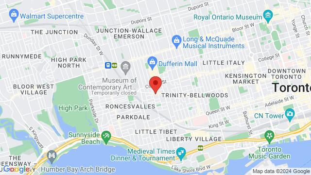 Karte der Umgebung von 1585 Dundas Street West, M6K 1T9, Toronto, ON, CA
