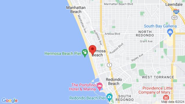 Map of the area around The Lighthouse Cafe, 30 Pier Ave, Hermosa Beach, CA, 90254-3732, United States