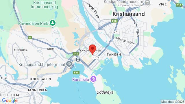 Map of the area around Rådhusgaten 15, Øvre Torv,Kristiansand, Norway, Kristiansand, VA, NO