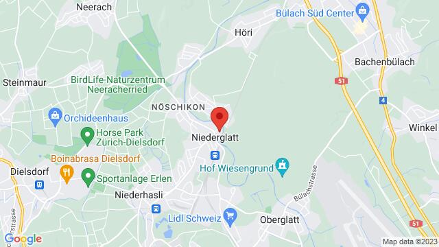 Karte der Umgebung von TZU Tanzschule Züri Unterland Sägereistrasse 58172 Niederglatt