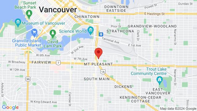 Karte der Umgebung von 257 East 7th Avenue, V5T 0B4, Vancouver, BC, CA