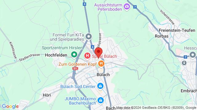 Map of the area around Bahnhofstrasse 44, 8180 Bülach, Schweiz