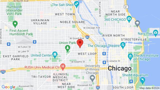 Map of the area around Latin Rhythms Academy of Dance & Performance, 210 N Racine Ave, Chicago, IL, 60607, United States