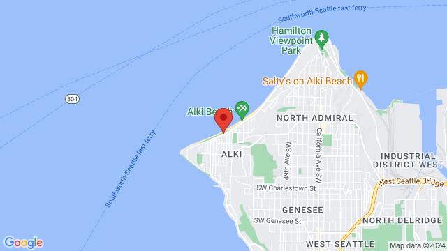 Map of the area around Salsa & Bachata on Alki Beach, 2719 Alki Ave SW, Seattle, WA, 98116, United States