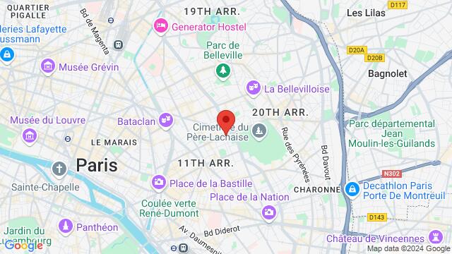 Map of the area around 134 rue du Chemin Vert 75011 Paris