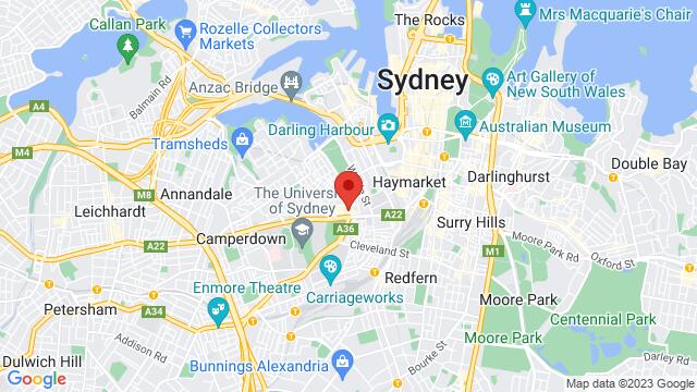 Map of the area around Off Broadway Hotel – Broadway Shopping Centre, 1 Bay St, Ultimo, NSW, 2037, Australia