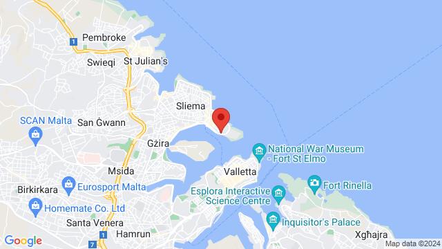Map of the area around Table 1, Triq Mattew Pulis, Sliema, SLM, Malta,Sliema, Malta, Sliema, MA, MT