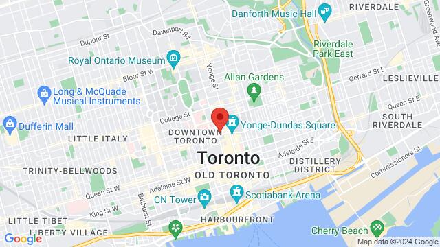 Map of the area around St. Louis Bar & Grill, 595 Bay Street, Toronto, M5G 2R3, CA