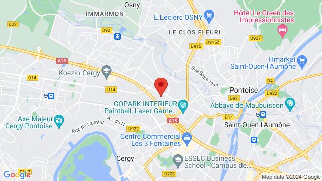 Map of the area around Studio Anwa Dance, Bâtiment 1 Hall 118, 9 Chau. Jules César, 95520 Osny, France