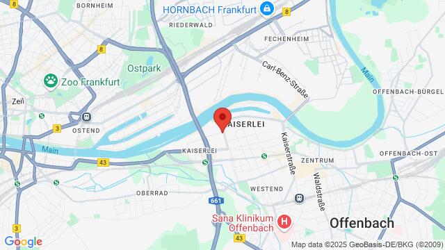 Map of the area around Schwedlerstr. 1-5, Frankfurt am Main, Hessen