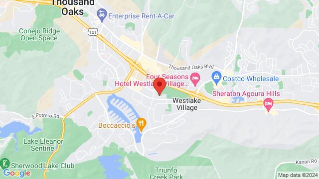 Map of the area around Bogies Bar Vista Terrace Westlake Village Inn, 32001 Agoura Rd, Westlake Village, CA, 91361, United States