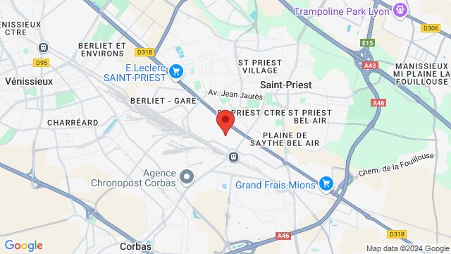 Map of the area around Markadas Saint Priest, Lyon, France, Lyon, RH, FR