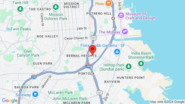 Map of the area around Salsa and Bachata Latin Night Club at Dance Fridays - Space 550, 550 Barneveld Ave, San Francisco, CA 94124, USA