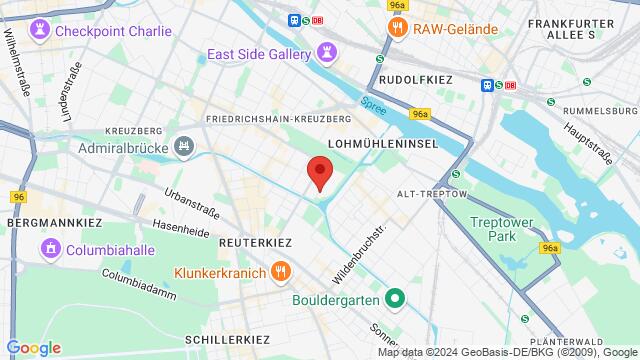 Map of the area around Haline Ratiborstraße 14C, 10999, Bezirk Friedrichshain-Kreuzberg, Berlin