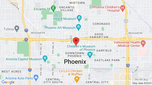 Mapa de la zona alrededor de Barcoa Agaveria, 829 N. 1st Avenue, Phoenix, AZ, 85003, US