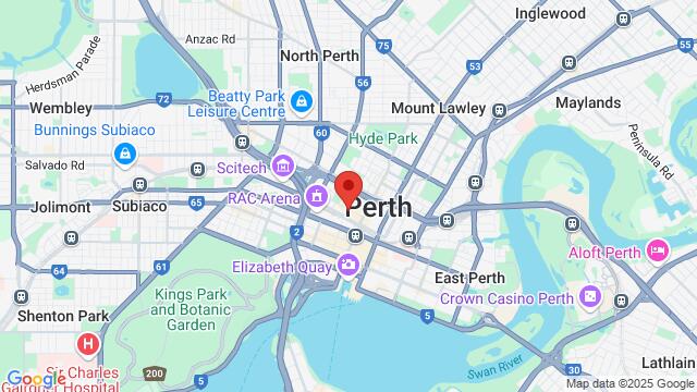 Map of the area around 135 James St, Northbridge WA 6003, Australia,Perth, Western Australia, Perth, WA, AU