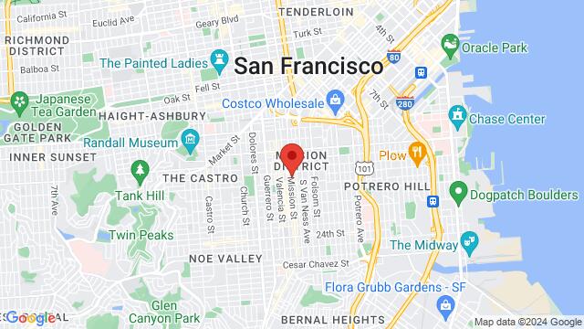 Map of the area around Bissap Baobab, 2243 Mission St, San Francisco, CA, United States