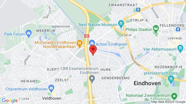 Map of the area around Hurksestraat 19,Eindhoven, Noord-Brabant, Eindhoven, NB, NL